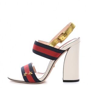 GUCCI 
Grosgrain Web Aline High Heel Sandals | Size 37
